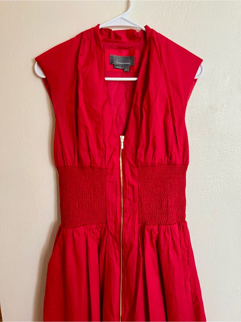 Anthropologie The Tommie Zip Front Midi Red Dress - Picture 4 of 7